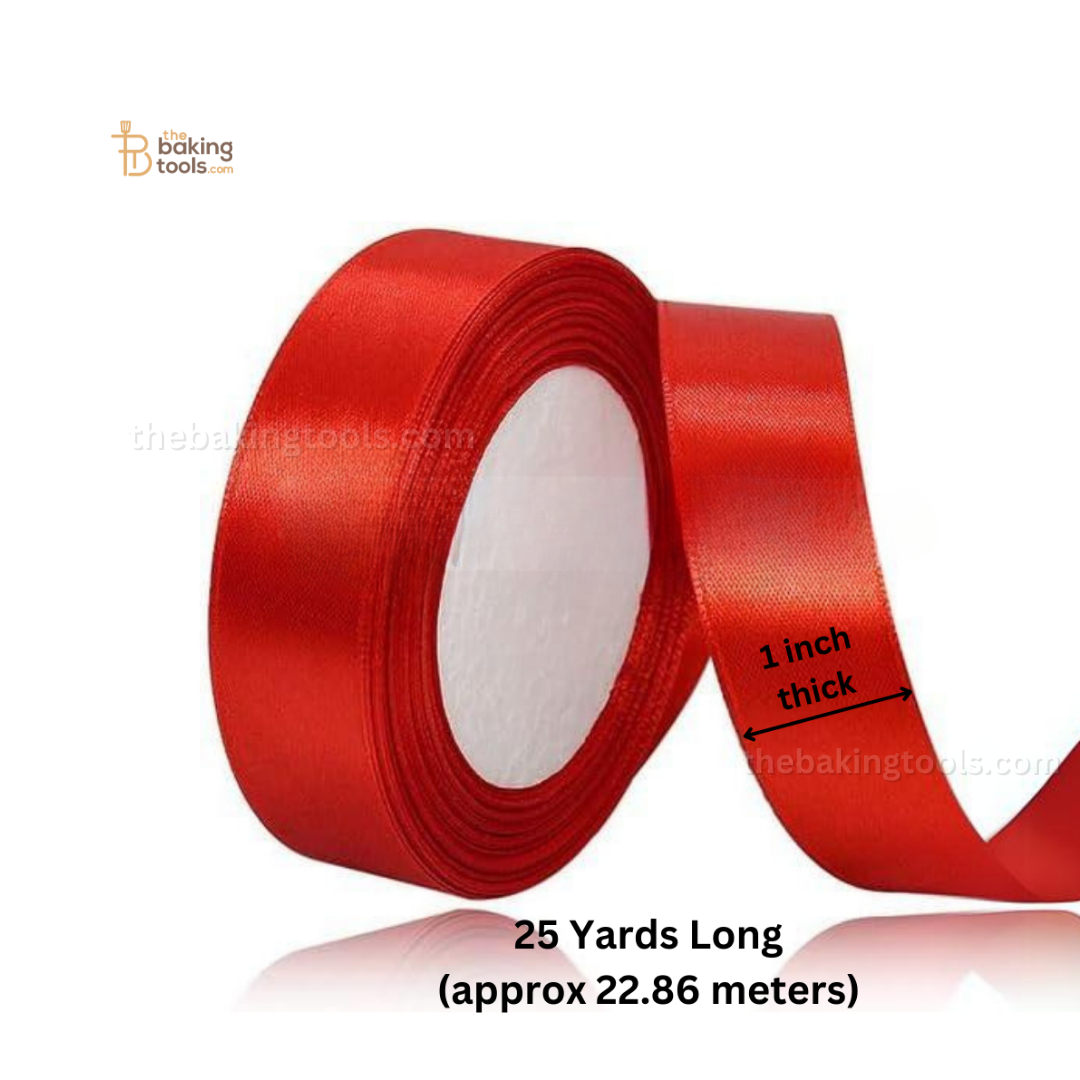 Plain Satin Ribbon Red - 1 Inch Thick _ the baking tools