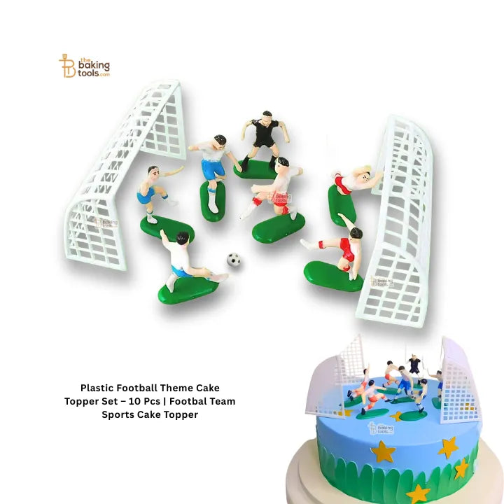 Plastic Football Theme Cake Topper Set – 10 Pcs | Footbal Team Sports Cake Topper