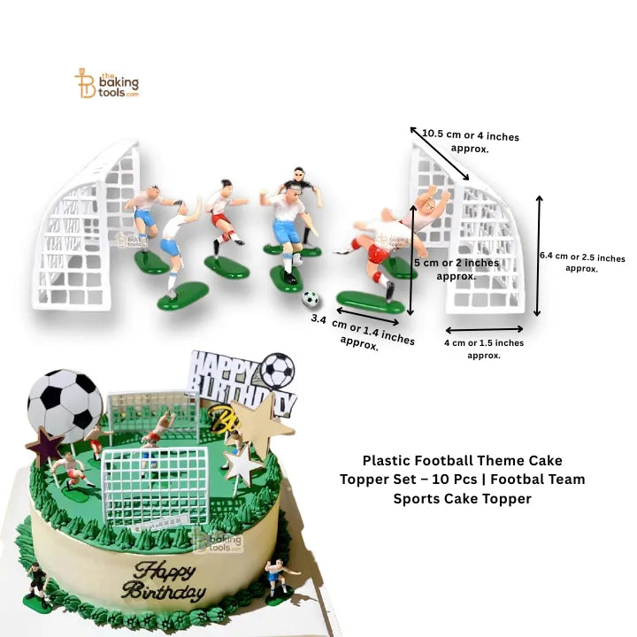 Plastic Football Theme Cake Topper Set – 10 Pcs | Footbal Team Sports Cake Topper
