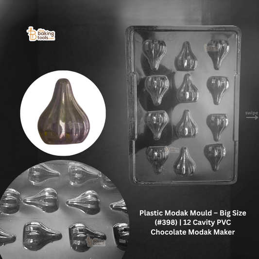 Plastic Modak Mould with 12 cavities on a dark background