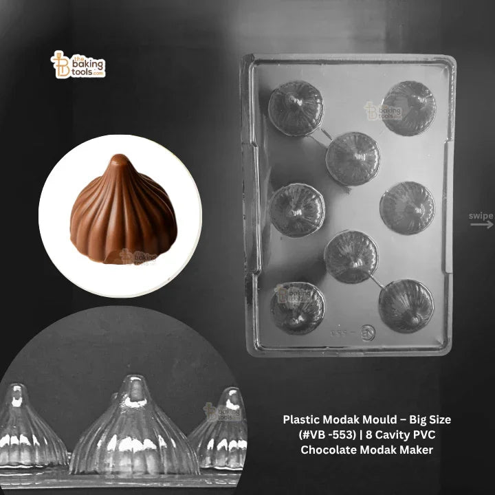 Plastic Modak Mould – Big Size (#VB -553) | 8 Cavity PVC Chocolate Modak Maker