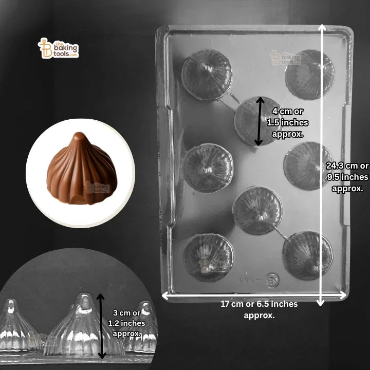 Plastic Modak Mould – Big Size (#VB -553) | 8 Cavity PVC Chocolate Modak Maker