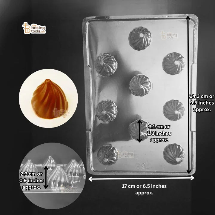 Plastic Modak Mould – Medium Size (#268) | 9 Cavity PVC Chocolate Modak Maker