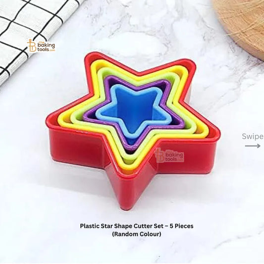 Plastic Star Shape Cutter Set – 5 Pieces (Random Colour) - thebakingtools.com