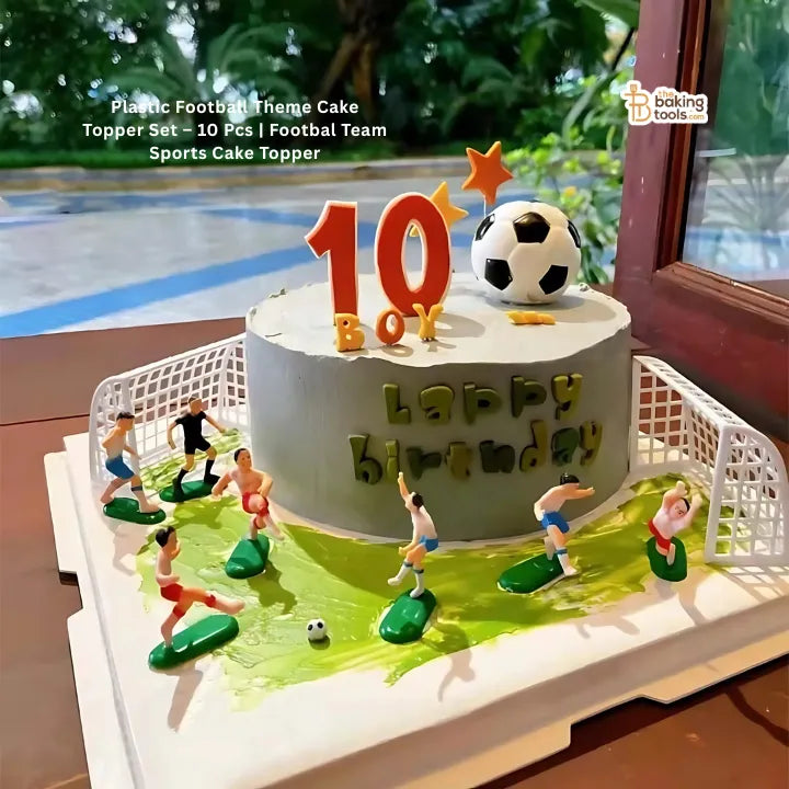 Plastic Football Theme Cake Topper Set – 10 Pcs | Footbal Team Sports Cake Topper