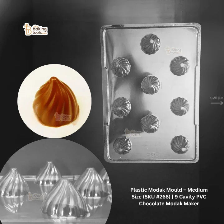 Plastic Modak Mould – Medium Size (#268) | 9 Cavity PVC Chocolate Modak Maker