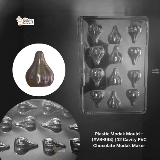 Plastic Modak Mould with 12 cavities on a dark background