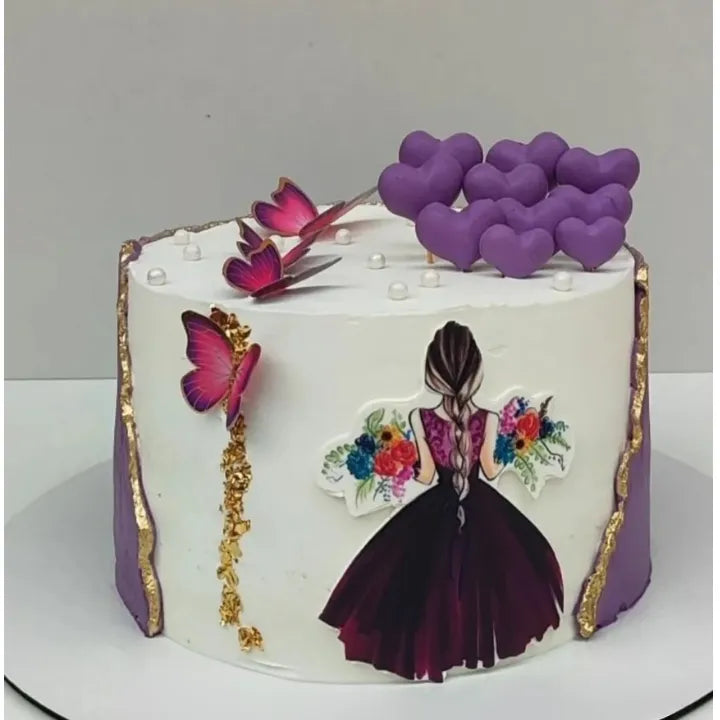 Back-Side Girl Theme Edible Wafer Paper Toppers #TT-54 - thebakingtools.com