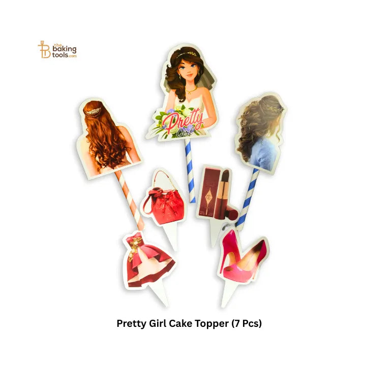 Pretty Girl Theme Cake Topper (7 Pcs) - thebakingtools.com