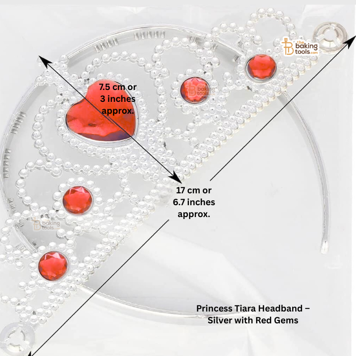 Princess Tiara Headband – Silver with Red Gems