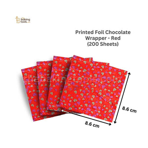 Red Printed Foil Chocolate Wrapper | 200 Sheets Pack