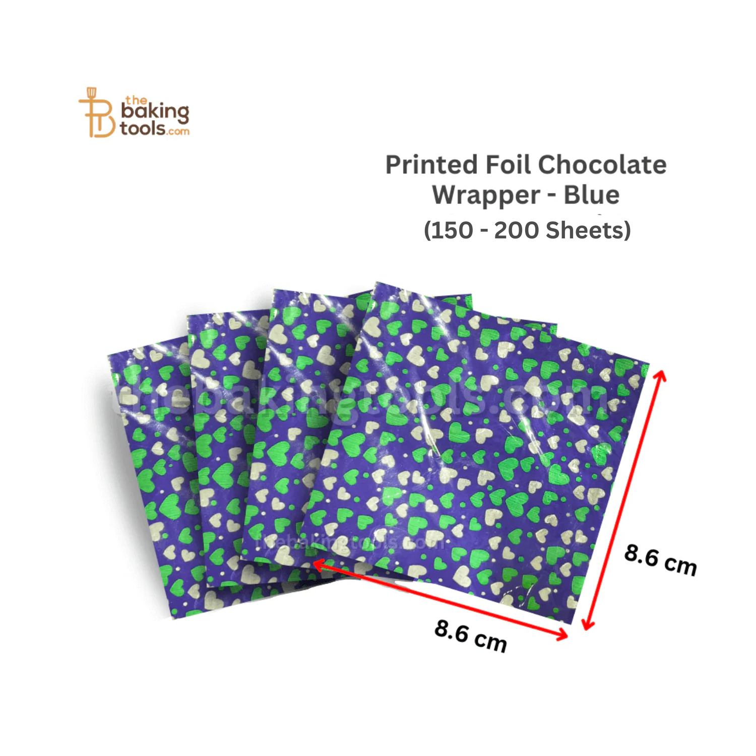 Printed Foil Chocolate Wrapper | 13 x 11 cm | Red (Heart Design) -thebakingtools.com