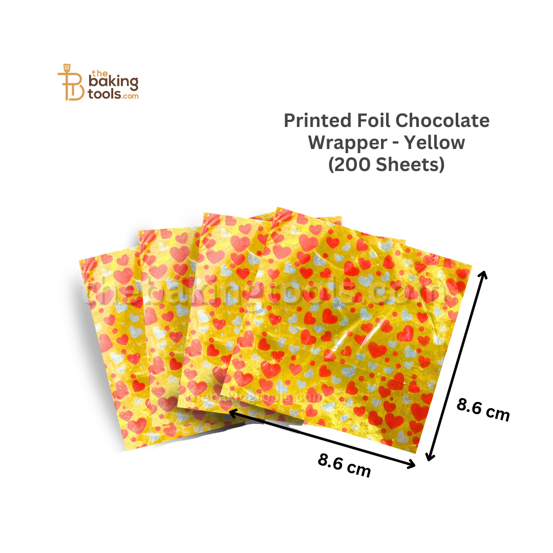 Printed Foil Chocolate Wrapper | 13 x 11 cm | Red (Heart Design) -thebakingtools.com