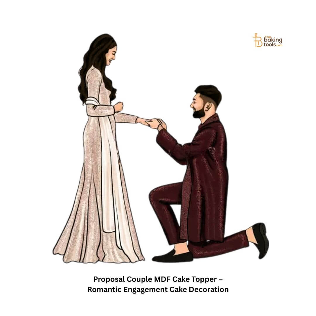 Proposal Couple MDF Cake Topper -002 (Romantic Engagement Cake Decoration)