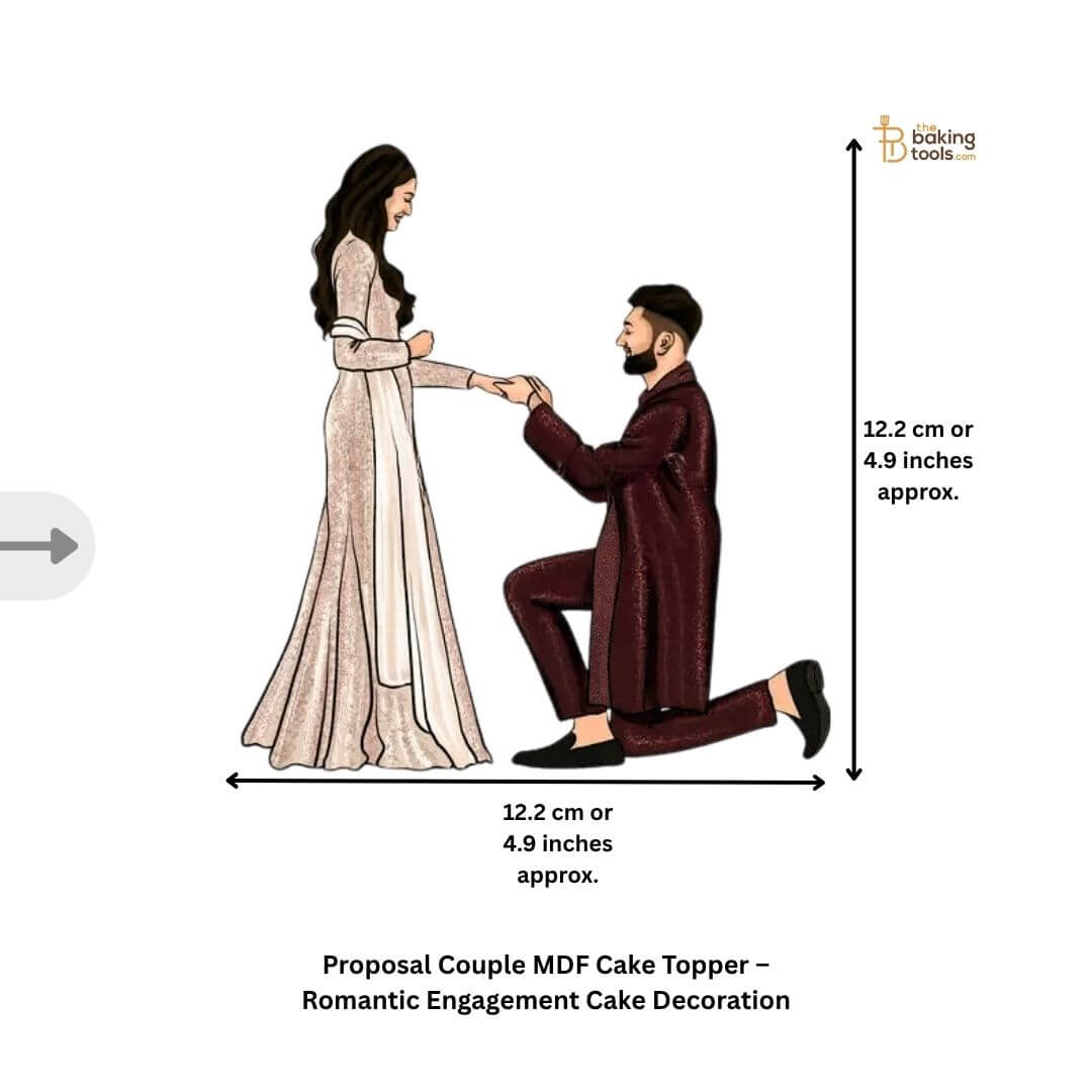 Proposal Couple MDF Cake Topper -002 (Romantic Engagement Cake Decoration)