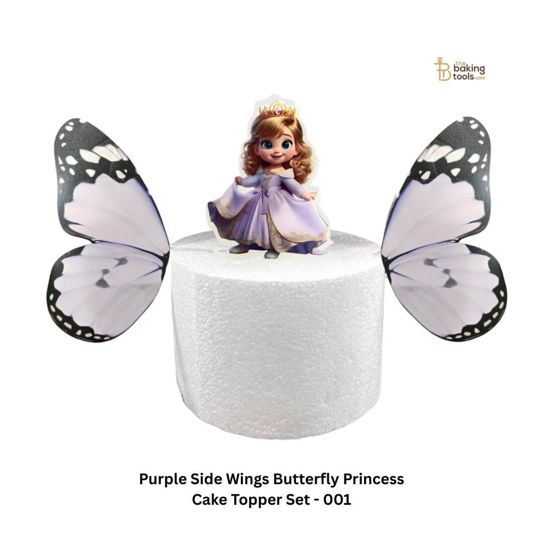 Purple Side Wings Butterfly Princess Cake Topper Set- 002