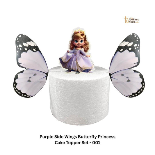 Purple Side Wings Butterfly Princess Cake Topper Set- 002