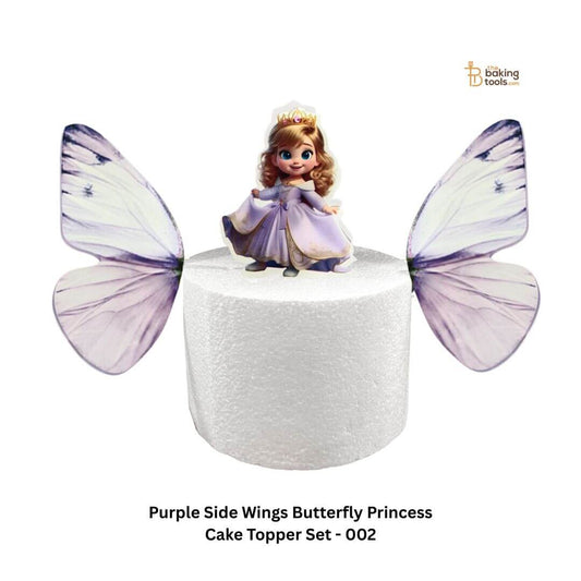 Purple Side Wings Butterfly Princess Cake Topper Set -002