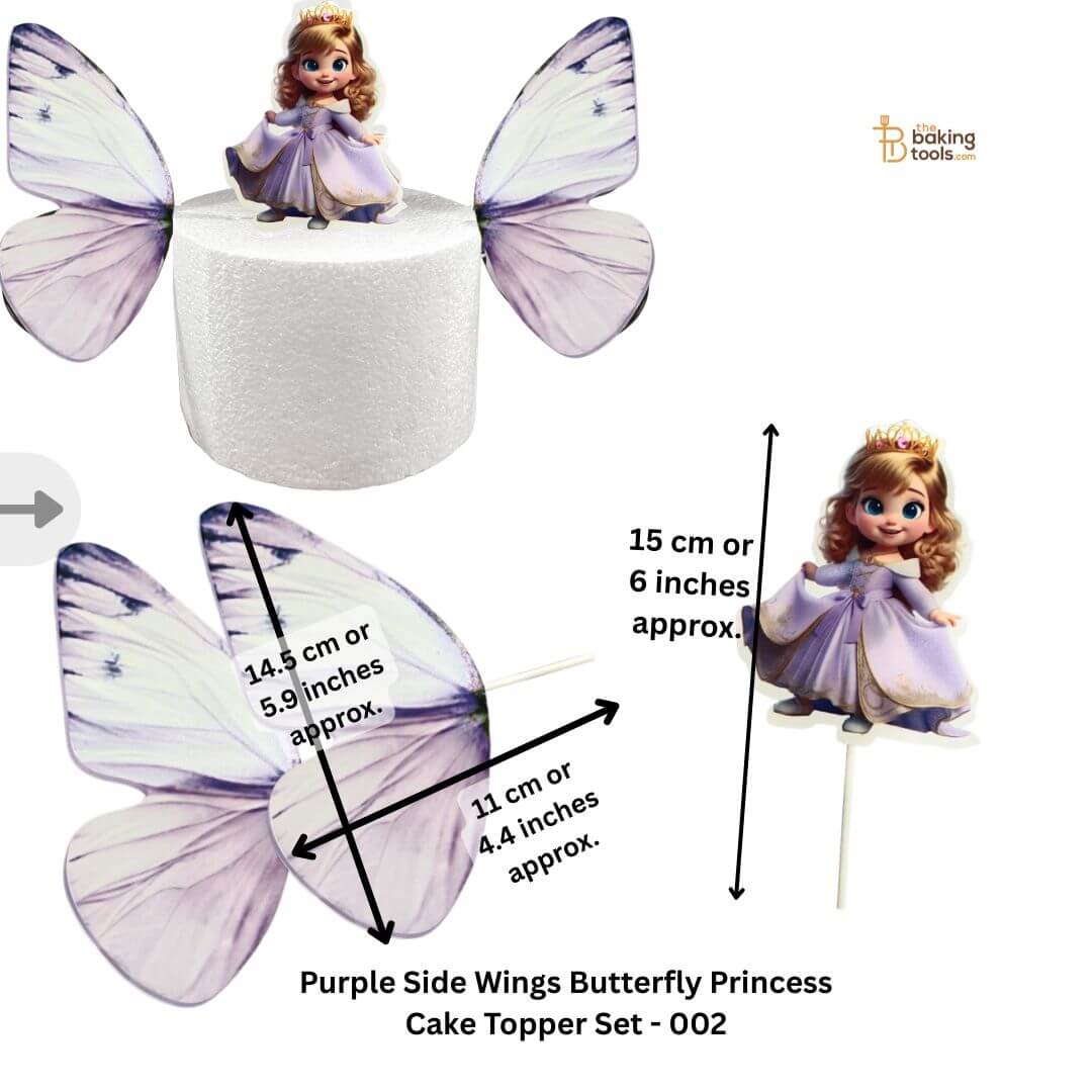 Purple Side Wings Butterfly Princess Cake Topper Set - 002_2