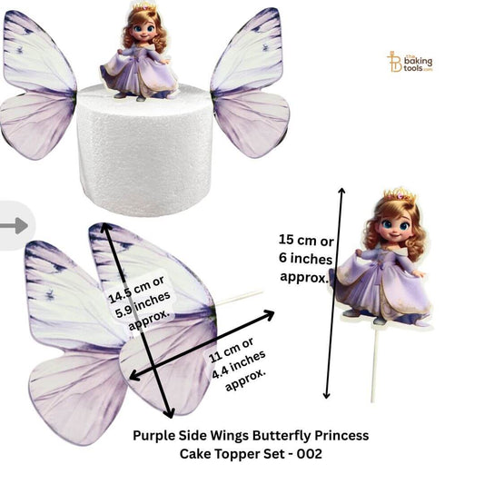 Purple Side Wings Butterfly Princess Cake Topper Set - 002_2