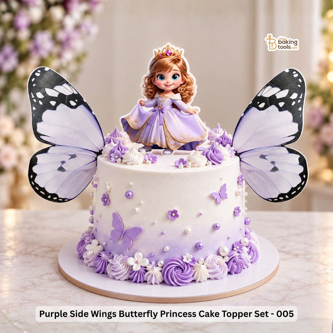 Purple Side Wings Butterfly Fairy Princess Cake Topper Set - 005