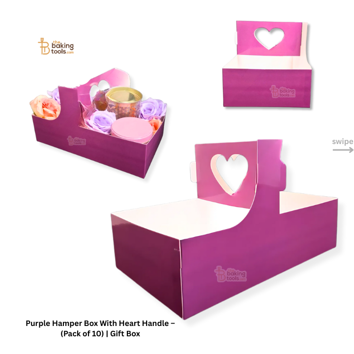 Purple Hamper Box With Heart Cutout Handle – (Pack of 10) | Gift Box