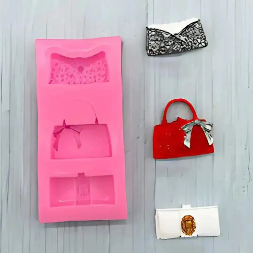 Purse Handbag Clutch Shape Silicone Fondant Gum Paste Mould - 01 - thebakingtools.com
