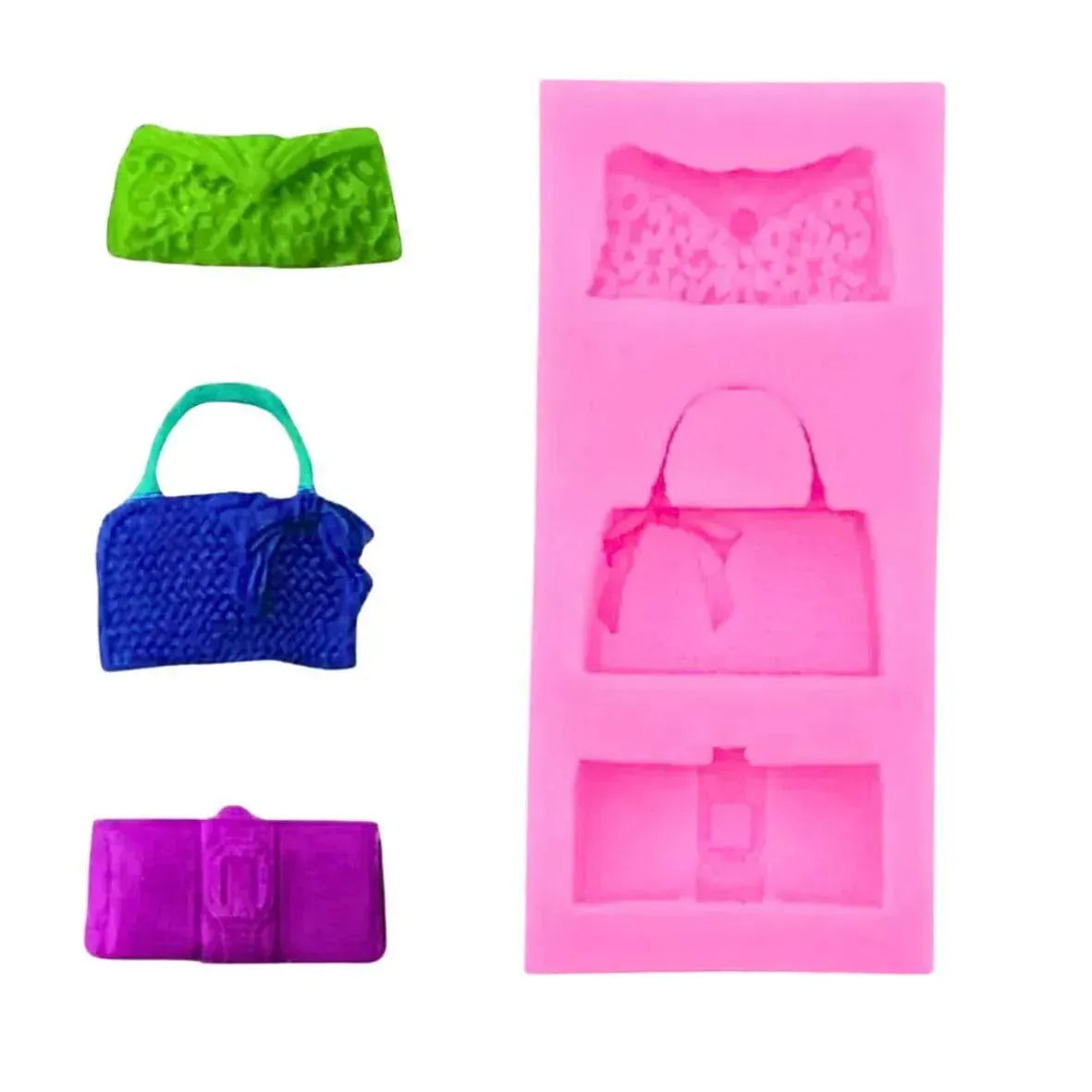 Purse Handbag Clutch Shape Silicone Fondant Gum Paste Mould - 01 - thebakingtools.com