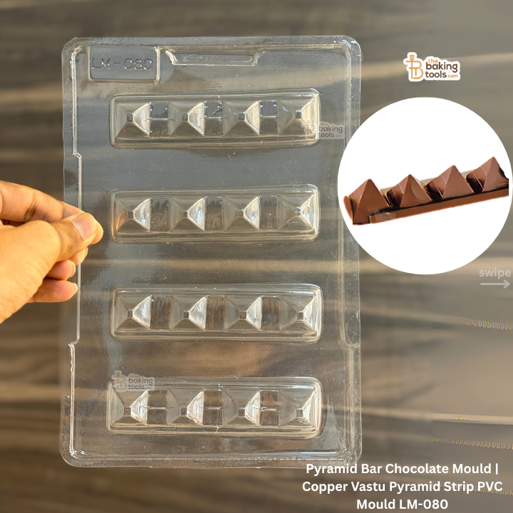Pyramid Bar Chocolate Mould | Copper Vastu Pyramid Strip PVC Mould LM-080