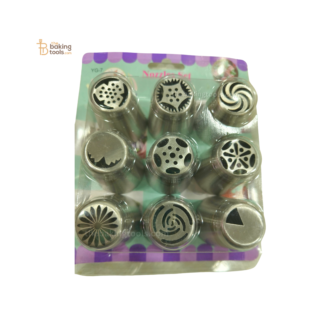 RUSSIAN NOZZLE Set of 9 Russian Icing Piping Nozzles - MIX/Random _ the baking tools