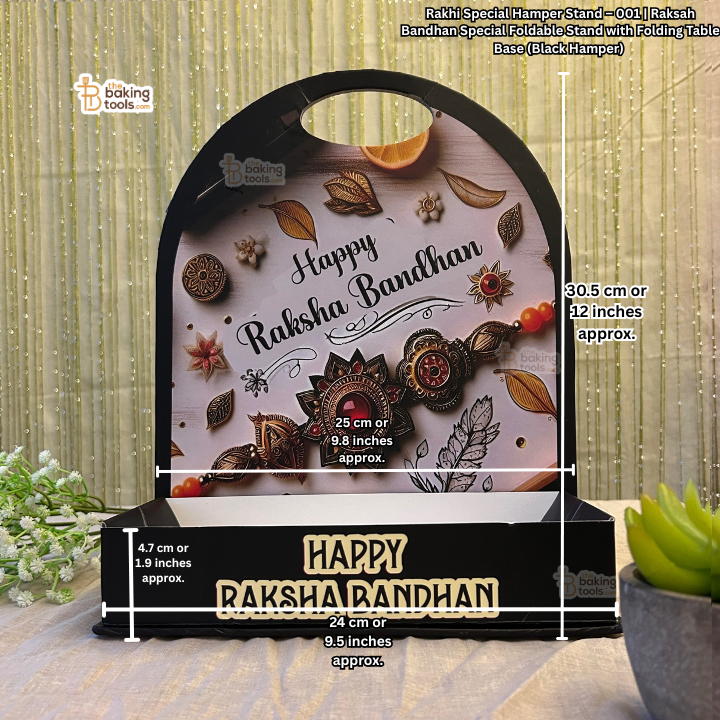 Rakhi Special Hamper Stand – 001 | Raksah Bandhan Special Foldable Stand with Folding Table Base (Black Hamper)