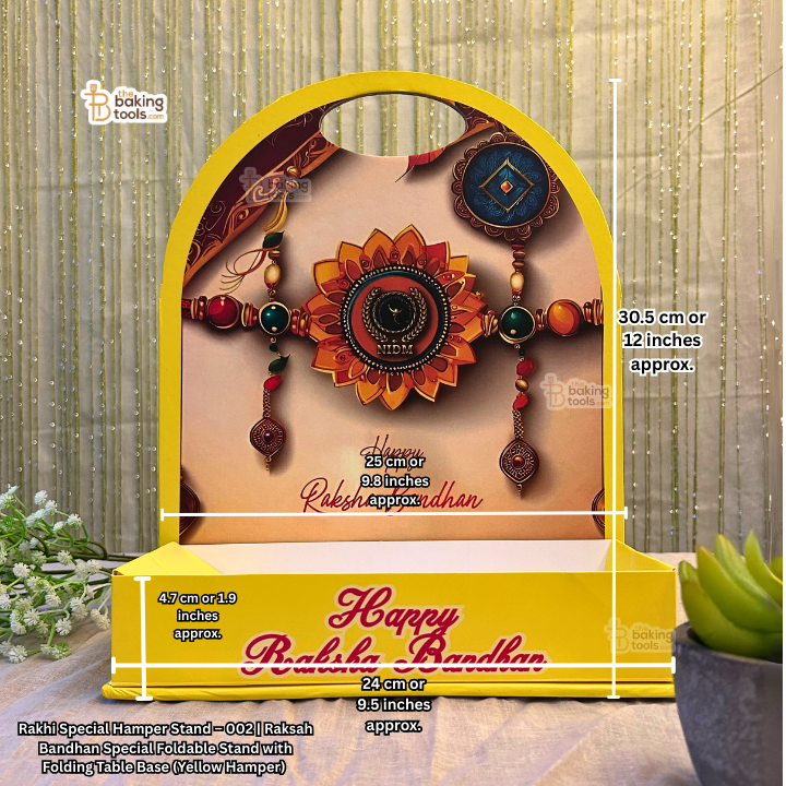 Rakhi Special Hamper Stand – 002 | Raksah Bandhan Special Foldable Stand with Folding Table Base (Yellow Hamper)