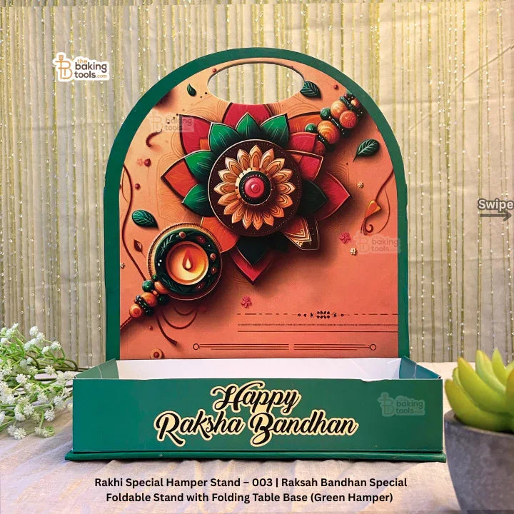 Ali Raksha Stend Raksha Bandhan Foldable Stand with Table Base – Green Hamper