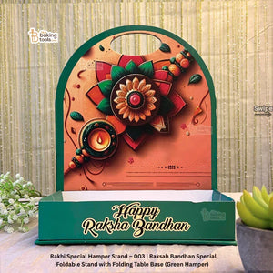 Raksha Bandhan Foldable Stand with Table Base – Green Hamper