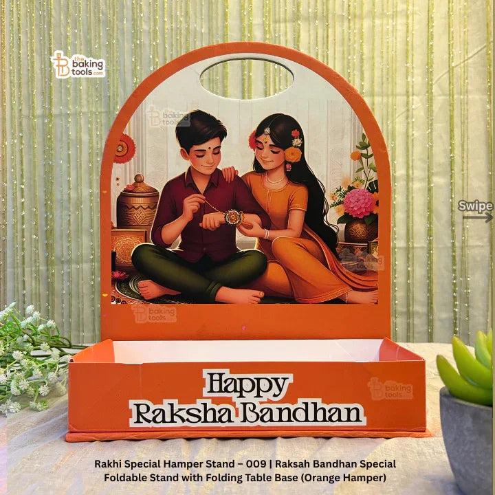 Ali Raksha Stend Rakhi Special Hamper Stand – Foldable Orange Table Base