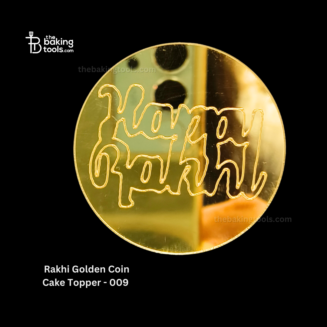 Rakhi Golden Acrylic Coin Cake Topper - 009 _ the baking tools