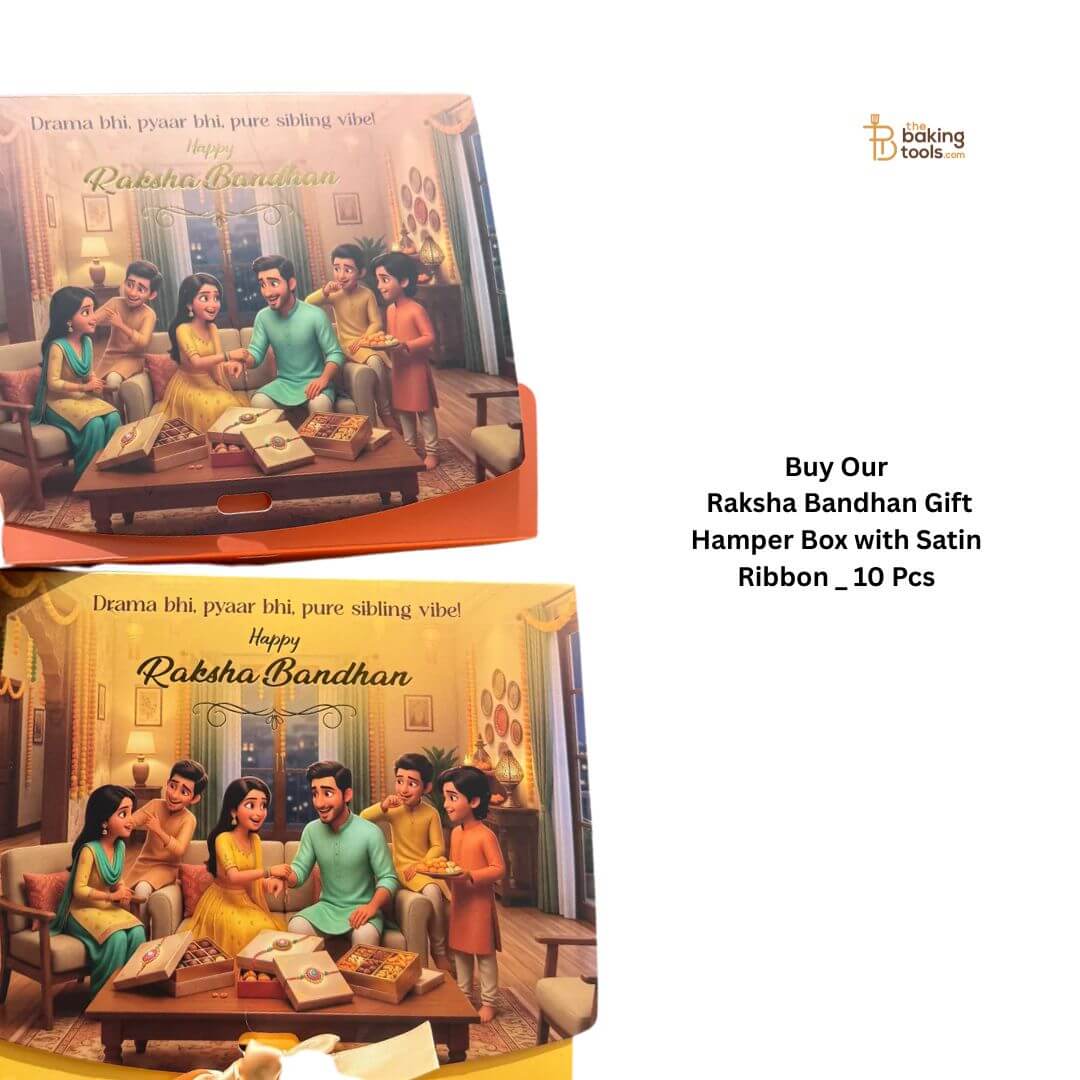 Raksha Bandhan Gift Hamper Box with Satin Ribbon _ 10 Pcs _ The Baking Tools 