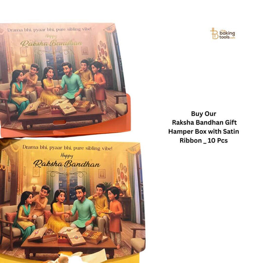 Raksha Bandhan Gift Hamper Box with Satin Ribbon _ 10 Pcs _ The Baking Tools 