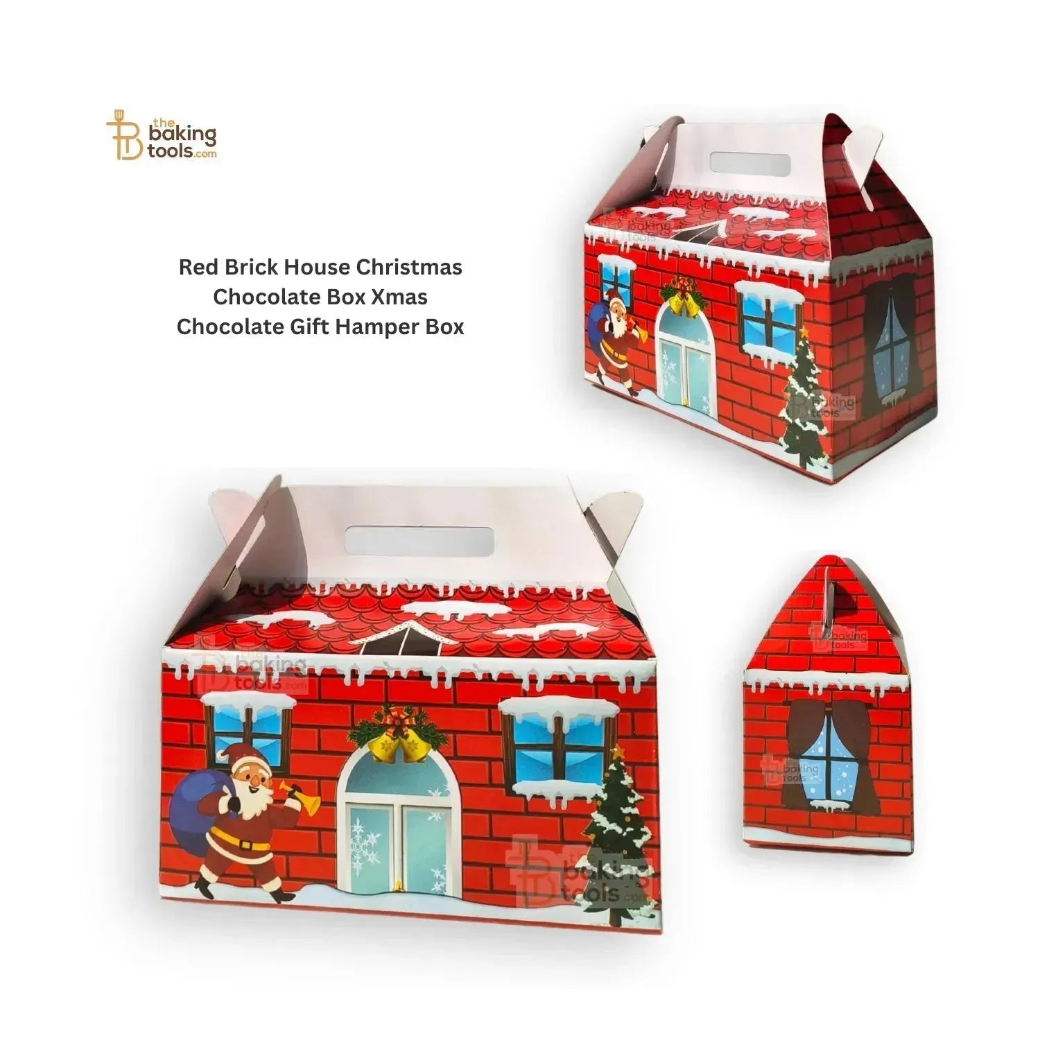 Red Brick House Christmas Chocolate Box Xmas Chocolate Gift Hamper Box - Pack of 10 Pcs - thebakingtools.com