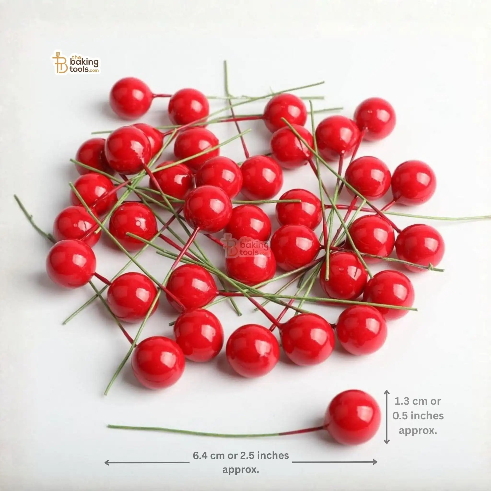 Red Cherries or Holly Berries Topper Pack of 20 _ The Baking Tools