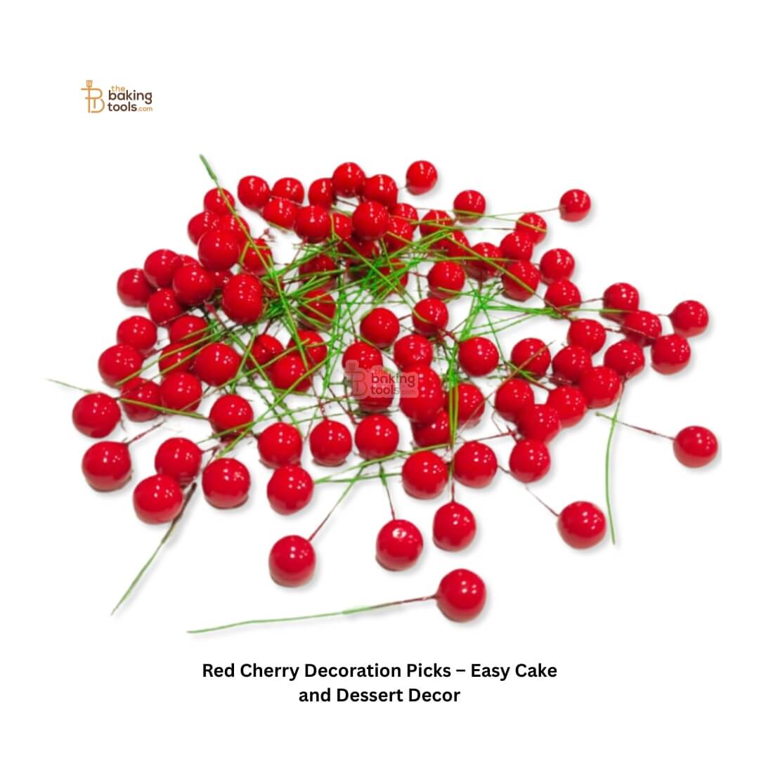 Red cherry decoration picks on a white background with 'Baking Tools' branding.