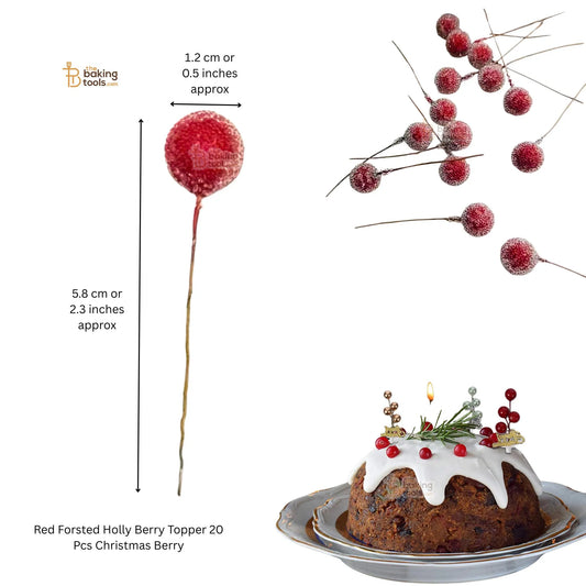Red forsted holly berry topper with measurements