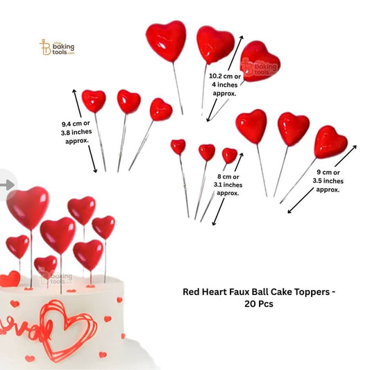 Mixed height red heart wire toppers 8 cm to 10.2 cm for 3D cake effect