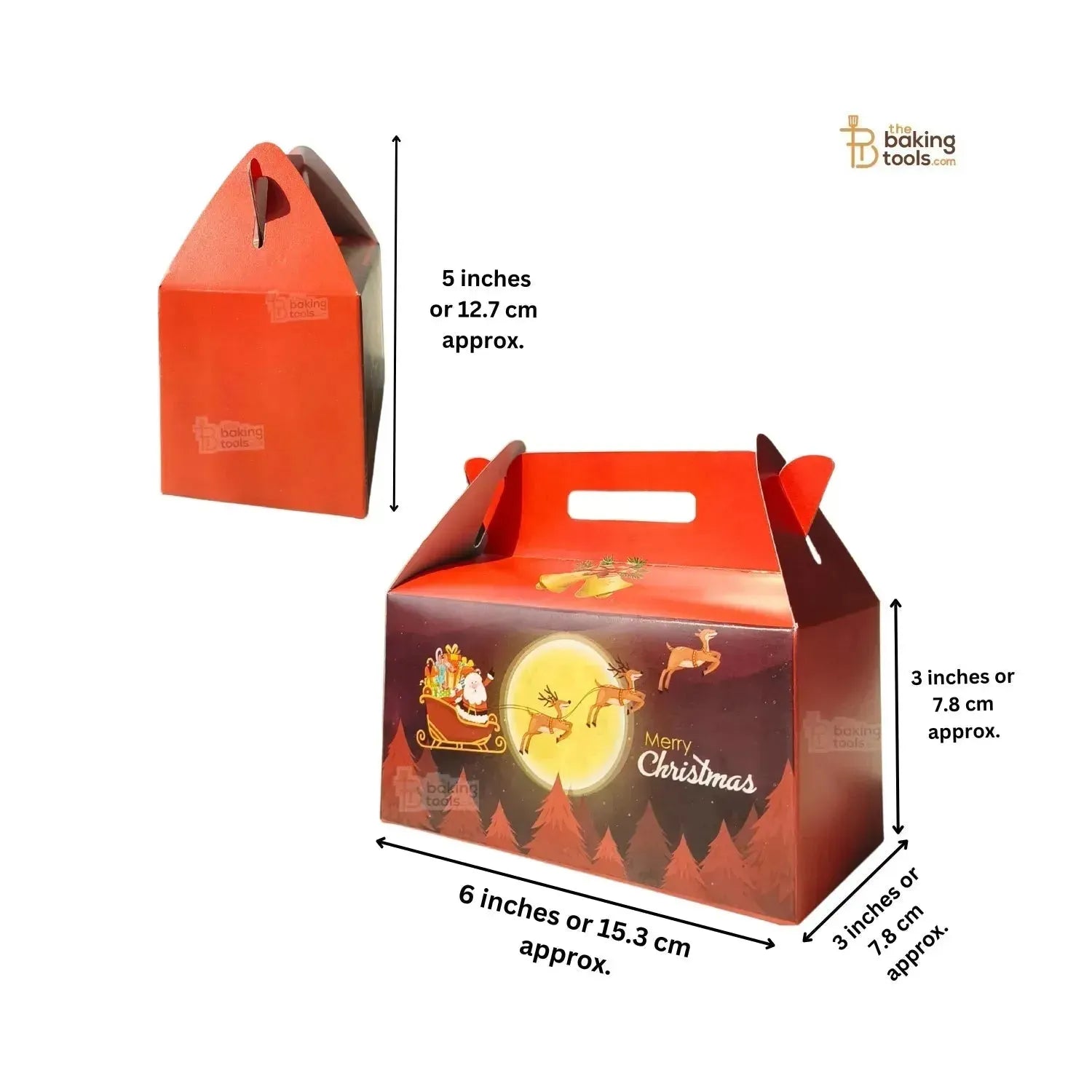 Red Merry Christmas Chocolate Box Xmas Chocolate Gift Hamper Box - Pack of 10 Pcs - thebakingtools.com