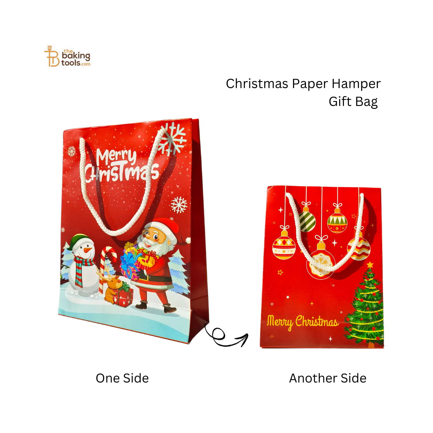 Red Merry Christmas Gift Bag Paper Hamper Xmas Goodies Bag -  Pack of  5 Pcs - wwwthebakingtools.com