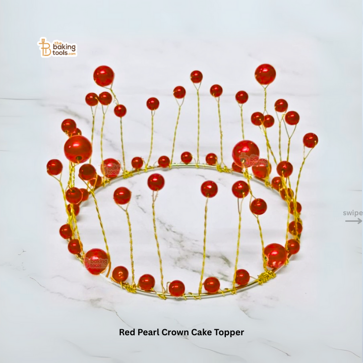 Red Pearl Crown Cake Topper (11.5 cm) Pear Beads Topper