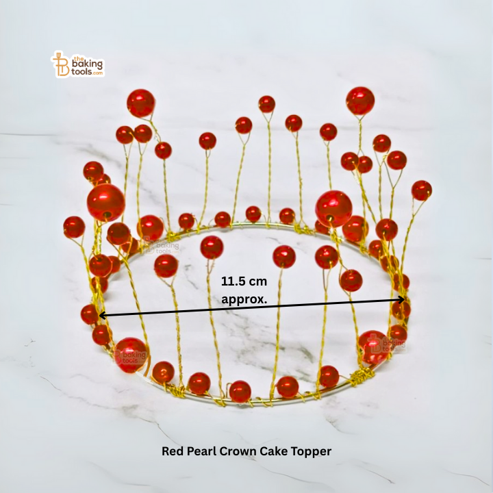 Red Pearl Crown Cake Topper (11.5 cm) Pear Beads Topper