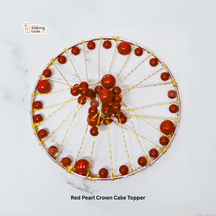 Red Pearl Crown Cake Topper (11.5 cm) Pear Beads Topper
