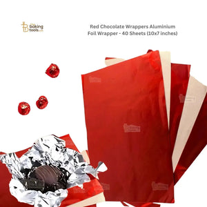 Red Chocolate Wrappers | Aluminium Foil 10x7 In (40 Sheets)