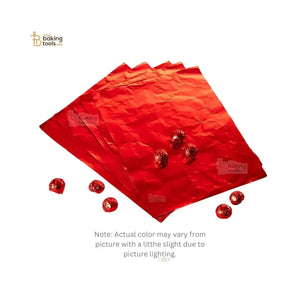 Red Chocolate Wrappers | Aluminium Foil 10x7 In (40 Sheets)